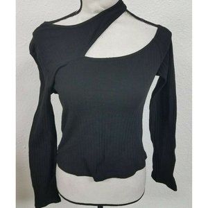 SHEIN Women's Ribbed Cutout Asymmetrical Neck Long